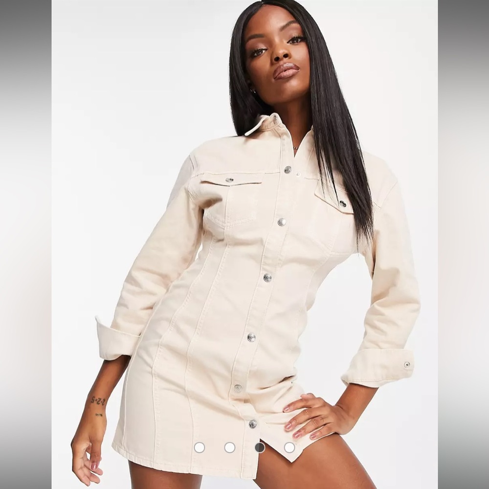 ASOS 100% Cotton Taupe Denim Shirt Dress (Never Worn)